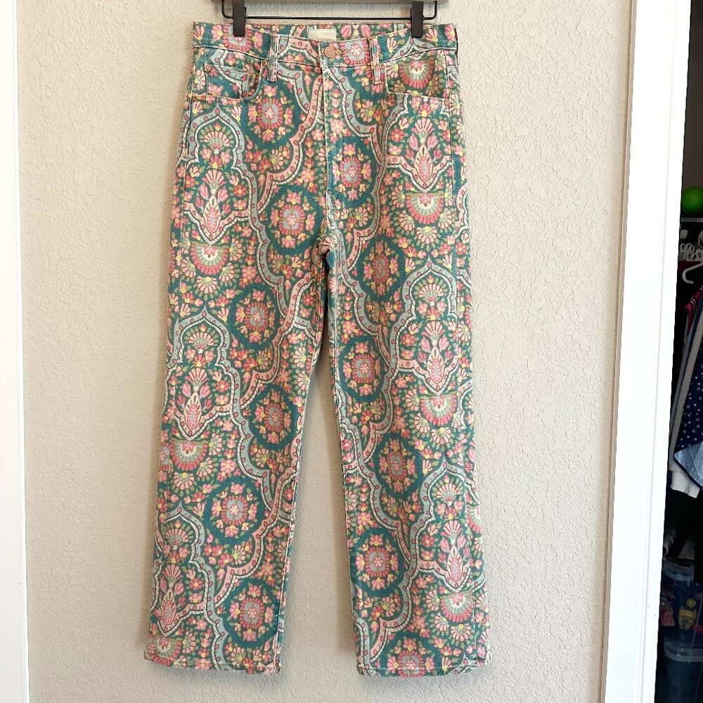 Mother The Rambler High Rise Ankle Straight Jeans in Color Under The Rug floral